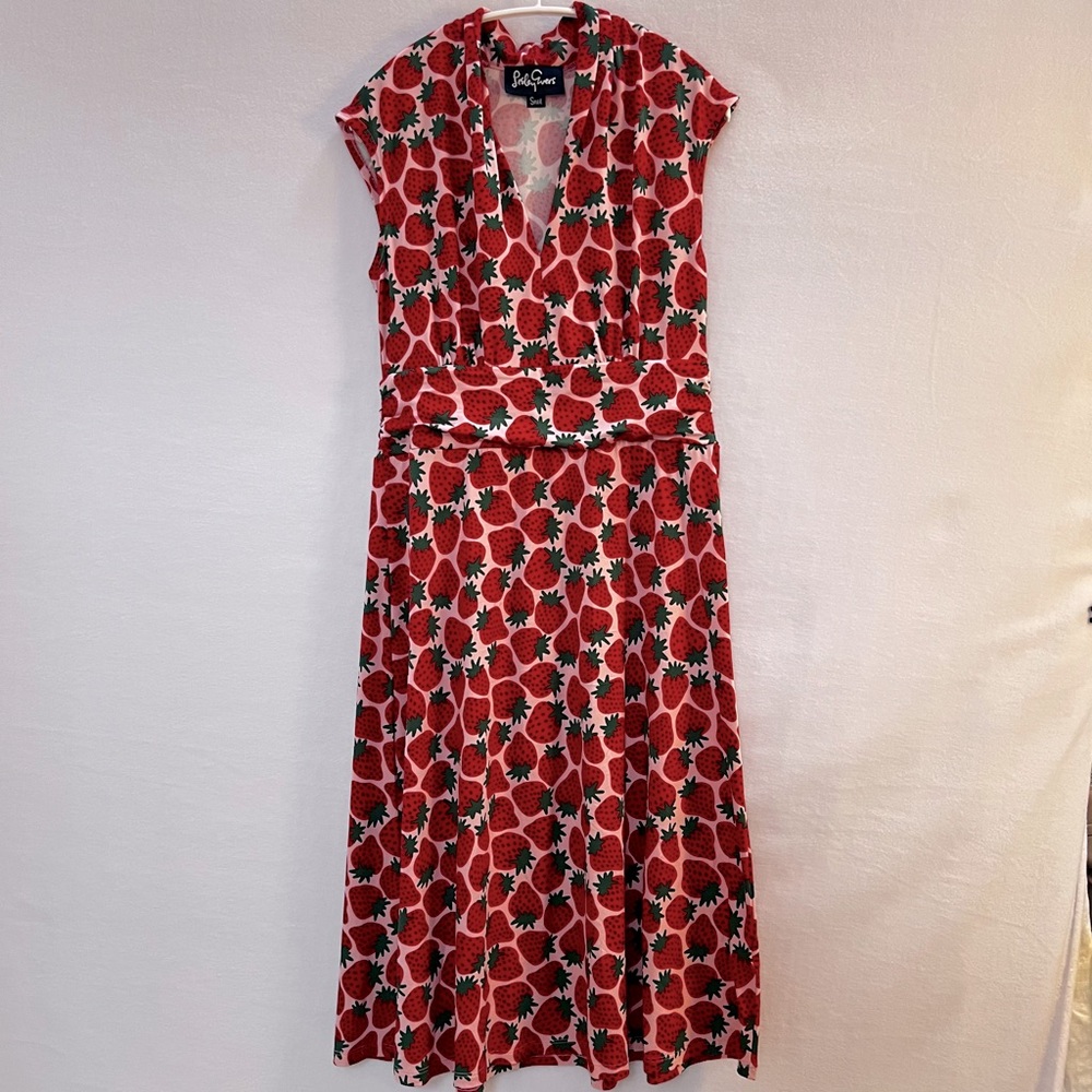 Lesley Evers Betsy Dress Strawberries Pink S
